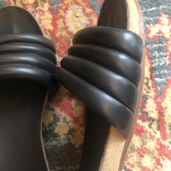 Splendid Leather Flat, Slide Sandals, Black, Women's Size 8 - Picture 7 of 12